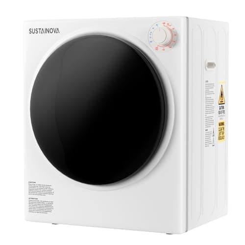 Elevon Compact Laundry Dryer, 2.6 cu ft Front Load Stainless Steel Clothes Dryers with Exhaust Pipe, 1400W, Control Panel Four-Function Portable Dryer For Apartments, Home, White/Black