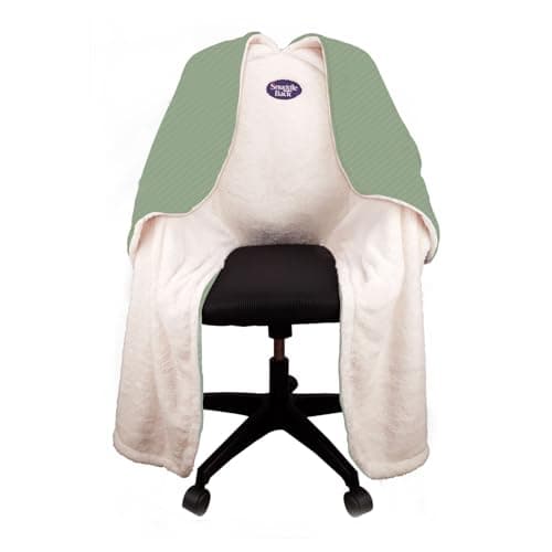 The Original Weighted Office Chair Blanket by SnuggleBack;Cozy Comfy Desk Chair Wrap Attaches for Hands-Free Warmth.Stay Warm In The Winter or Summer.(Sage Fleece) - Weighted by 8Lbs of Clay Beads