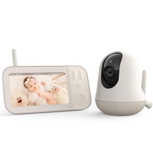 nooie Baby Monitor with Camera, Video Baby Monitor 5" Screen with 10-hrs Recharged Battery, 720P HD and Night Vision, Lullaby, Temperature Sensor, Pan Tilt Zoom, No Wi-Fi, Two-Way Audio