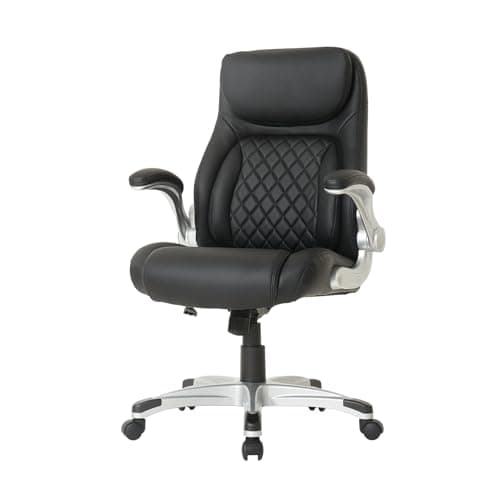 Nouhaus +Posture Ergonomic PU Leather Office Chair. Click5 Lumbar Support with FlipAdjust Armrests. Modern Executive Chair and Computer Desk Chair (Black)