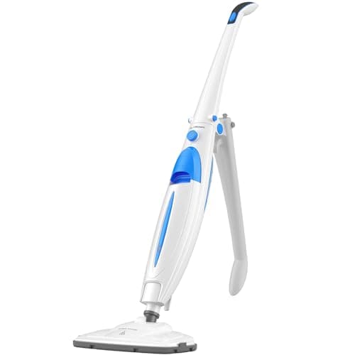 PurSteam Steam Mop - Hard Wood Floor and Carpet Cleaner With Swivel Head, 2 Washable Pads - Turquoise/White