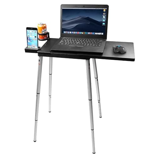 Portable Laptop Computer Stand Desk Table, Compact Foldable, Lightweight 3 lbs , Adjustable Height 19-29 inches, For Remote Work Travel Home Office School