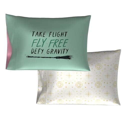 Wicked Elphaba and Glinda 2 Pack Beauty Silky Satin Standard Pillowcase Cover 20x30 for Hair and Skin, (Officially Licensed Product)