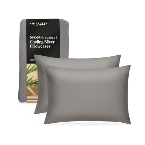 Miracle Made Soft, Breathable Cotton Pillowcase Set, 2-Piece – Silver-Treated, Cool-to-The-Touch Covers for a Fresher-Feeling Sleep Surface – Standard Size, Stone