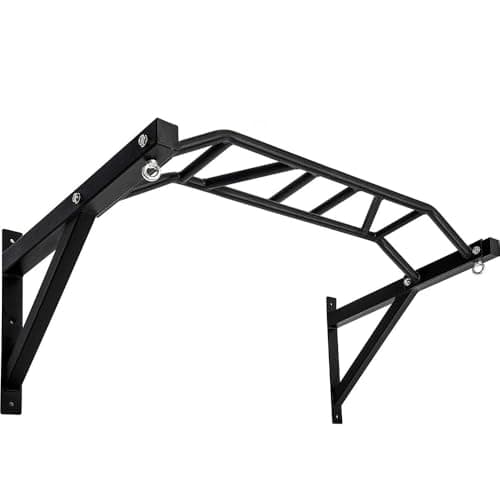 BESTHLS Wall Mounted Pull Up Bar Multi-Grip Chin Up Bar Strength Training Pull-up Bars with Hanger Rings for Punching Bags, Power Ropes for Home Gym