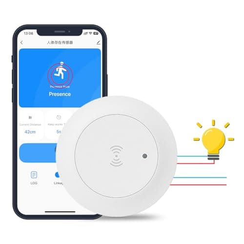 Haozee Human Presence Sensor,2.4 GHz Wi-Fi Required,Smart Mmwave Radar Presence Sensor with Light Switch,Auto-On/Auto-Off,No Hub Needed,for Home Security Home Automation