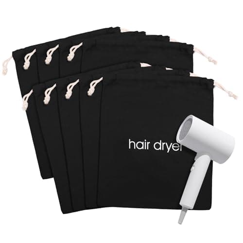 Hair Dryer Bags Bulk, Hairdryers Storage Drawstring Pouch, Blow Dryer Case Container Hairdryer and Styling Tools Accessories Bags for Hotel Home Travel Bathroom 15 x 13 in (8 PCS Black)