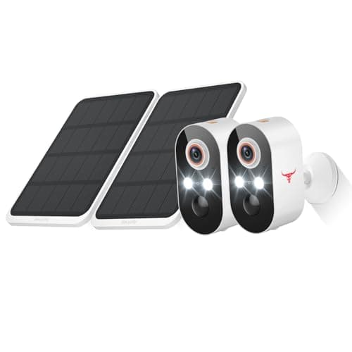 FameVibe 1080p Solar Security Camera Wireless, Smart AI Human Detection, 2-Way Audio, Color Night Vision, Cloud Storage, 2.4G WiFi, Indoor/Outdoor Surveillance Bullet Cam (2 Pack)