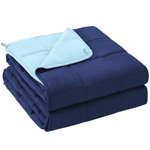 yescool Weighted Blanket for Adults (20 lbs, 60" x 80",Navy & Blue) Cooling Heavy Blanket for Sleeping Perfect for 190-210 lbs, Queen Size Breathable Blanket with Premium Glass Bead, Machine Washable