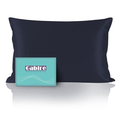 Gabire Mulberry Silk Pillowcase for Hair and Skin Prevent Acne Pillowcase Both Sides Real Silk Pillowcases Organic Silk Pillowcase with Hidden Zipper, Navy Blue, Standard (20"×26")