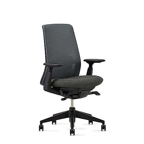 Haworth Soji Office Chair with Ergonomic Adjustments and Lumbar Support, Adjustable Desk Computer Chair with Flexible Mesh Back for Home Office Furniture, Charcoal