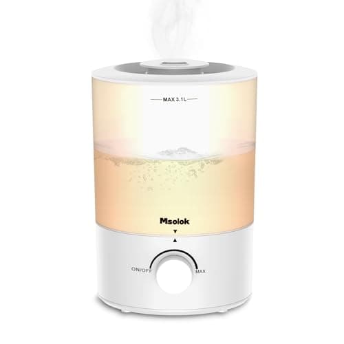 Humidifiers for Bedroom, Cool Mist Top Fill Diffuser with 25Watt for Home Large Room, 360° Nozzle, Rapid Ultrasonic Humidification for Baby Nursery and Plant(3.1L)