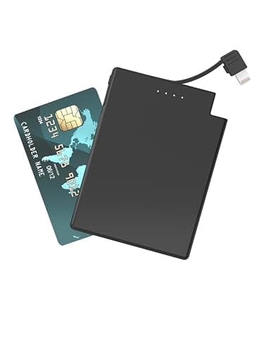 Auskang Slim Portable Charger with Built-in Lightning Cable (MFi Apple Certified) - Thin Power Bank Compatible with iPhone 14/13/12/11/X/8/7/6/5 SE Series