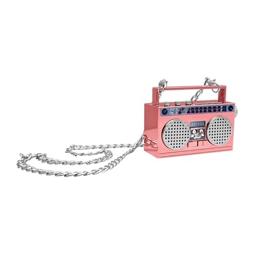 Portable Bluetooth Speakers, Retro Speakers Bluetooth Wireless Wearable Mini Bluetooth Boombox with 27” Neck Chain, FM Radio, On-Board Buttons, Dual 3W Peak Power Bluetooth Speaker for Home & Travel