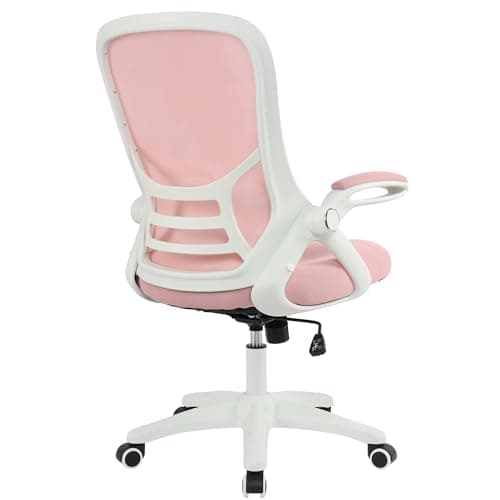 HYLONE Office Chair Ergonomic Chair with Flip up Armrests, Thickened Seat Computer Chair with Breathable Mesh Back Home Office Computer Chairs for Long Hours Mesh Office Chair(Pink)