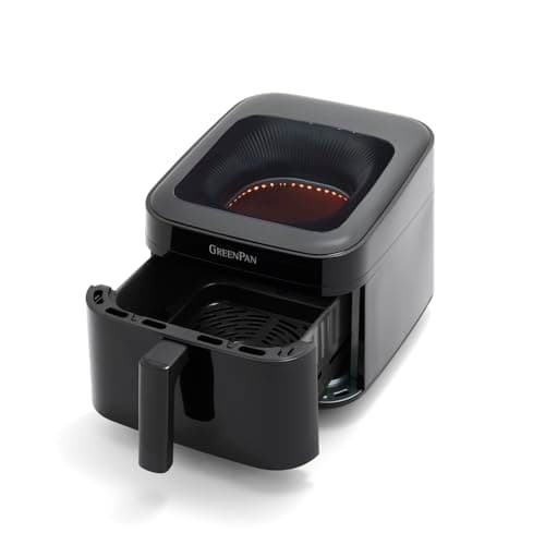 GreenPan Cyclone 7QT 12-in-1 Air Fryer, XL Easy View Window, 400 °F in 4 Seconds, Digital Touch Screen Presets, Ceramic Nonstick PFAS-Free Basket, Shake Reminder, Adjustable Temp & Time Control