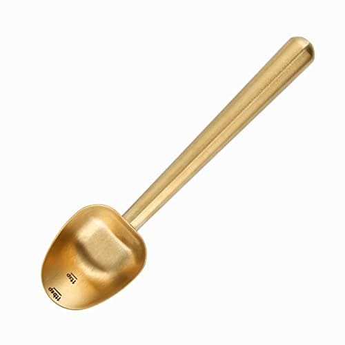 Easyworkz Stainless Steel Long Hollow Handle Coffee Scoop,7g Measuring Spoon for Ground Coffee and Loose Leaf Tea, Brass Gold