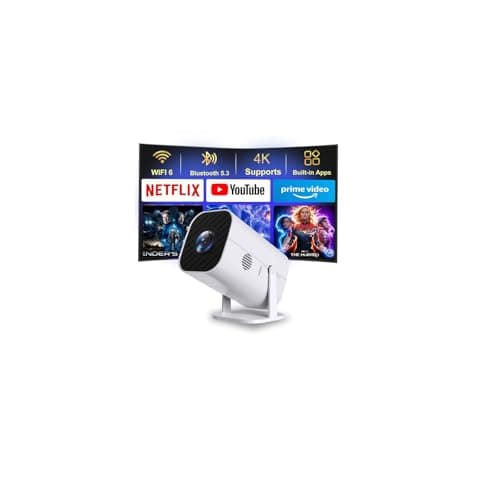 【Built-in APPS & Electric Focusing & 210° Rotation】Mini Projector With Wifi And Bluetooth, Smart Video Projector, Movie Projector for Bedroom, Supports Smartphones/TV Stick/PS5/iPad/Laptop/HDMI/USB
