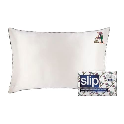 slip The Original Queen Pure Silk Pillow Case - 100% Pure 22 Momme Mulberry Silk - Queen Standard Size - Anti-Aging, Anti-BedHead, Anti-Sleep Crease, Initial Collection: Letter A (20" x 30")