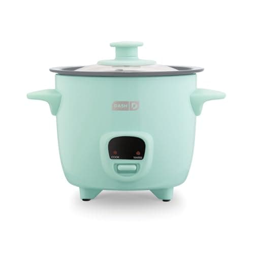 Dash Mini Ceramic Rice Cooker - Designed for Single-Serve Cooking - Compact Rice Cooker with Nonstick Removable Pot, Keep Warm Function & Easy-to-Clean Sleek Design - Aqua Ceramic