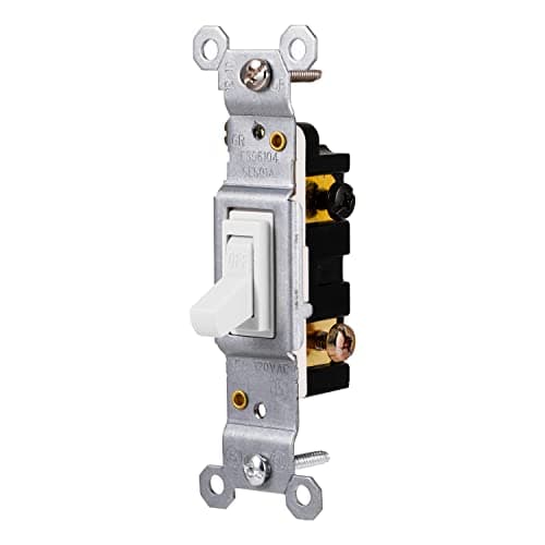 GE Grounding Toggle Switch, Single Pole, in Wall On/Off Fan & Light Switch Replacement, 15 Amp, Great for Home, Office & Kitchen, UL Listed, White, 54161