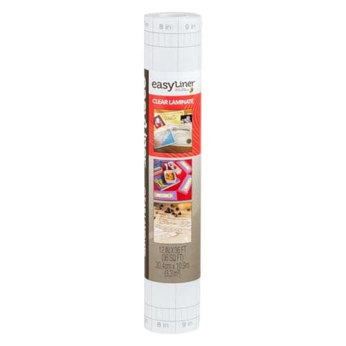 EasyLiner Clear Adhesive Shelf Liner for Cabinets, Cupboards & Protective Covering - Peel and Stick Shelf Liner Easy to Cut & Fit - Self- Adhesive & Removable - 12" x 36 Feet - 1 Roll