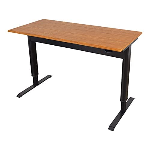 Stand Up Desk Store Pneumatic Adjustable Height Standing Desk Computer Workstation (Black Frame/Teak Top, 48" Wide)