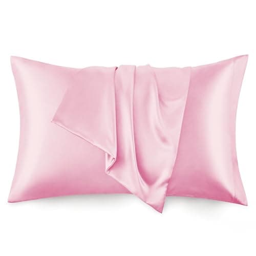 Love's cabin Satin Pillowcase Set of 2 Queen Size 20x30, Cooling Pillow Covers for Hair and Skin, Silky Smooth with Envelope Closure, Similar to Silk, Pink