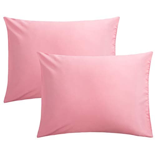 FLXXIE Pillow Cases Standard Size, Soft Microfiber Pillow Covers with Envelope Closure, Wrinkle, Stain Resistant Pillowcases, 2 Piece Set, 20x26, Pink