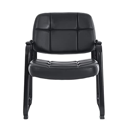 CLATINA Big & Tall 400 lbs Waiting Room Guest Chair, Leather Office Reception Chair No Wheels with Backrest Wide Seat and Padded Arms for Home Office Lobby Conference Waiting Room, Black, 1PACK