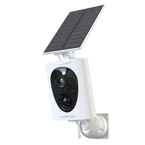 virtavo SolarFlask 2K Solar Security Cameras Wireless Outdoor, Starlight Lens, Color Night Vision, PIR Motion Detection, Battery-Powered, 2-Way Audio, Weatherproof, Cloud/SD Storage, 2.4GHz WiFi