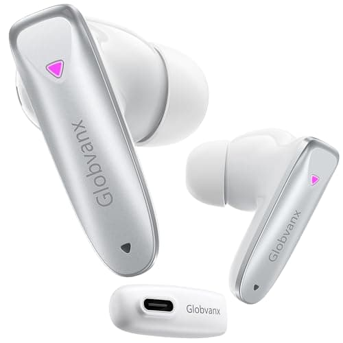 Globvanx V2 Wireless Gaming Earbuds with 20ms Low Latency, 2.4GHz USB-C Dongle & Bluetooth 5.4 — Designed for Meta Quest 3S, Quest 3, Quest 2, PS5, PS4, PC, Switch, Steam Deck — Noise-Cancelling Mic