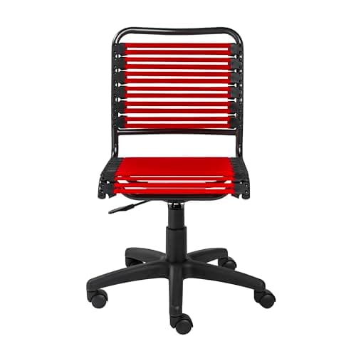 Euro Style Allison Bungie Flat Low Back Office Chair | Non-Tilt with 360° Swivel | Adjustable Height | Designed for Home and Workplace Settings| Red with Graphite Black Frame