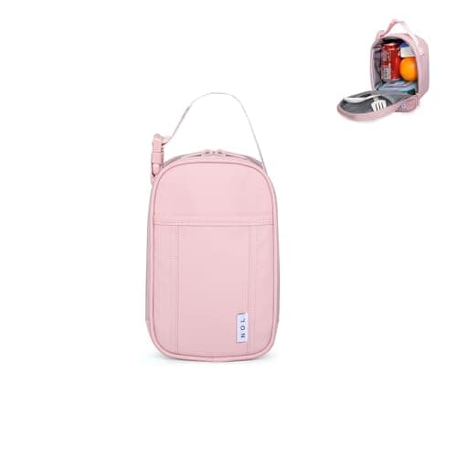 NOL Natural Organic Lifestyle Insulated Lunch Bag for Adult - Snack Bag Lunch Cooler Bag Soft Lunch Tote Bag for Work, Pink