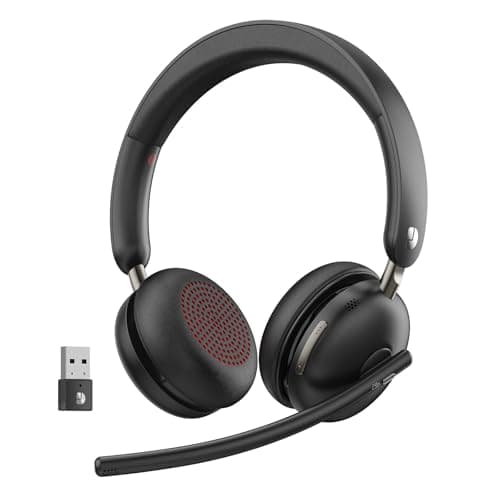 Dytole Wireless Headset with Mic for Work, Bluetooth 5.3 Headset with AI Noise Cancelling Mic, Wireless Headphones with Mic& USB Dongle, 65H Battery, Comfort Fit for PC/iPhone/Android/Call Center