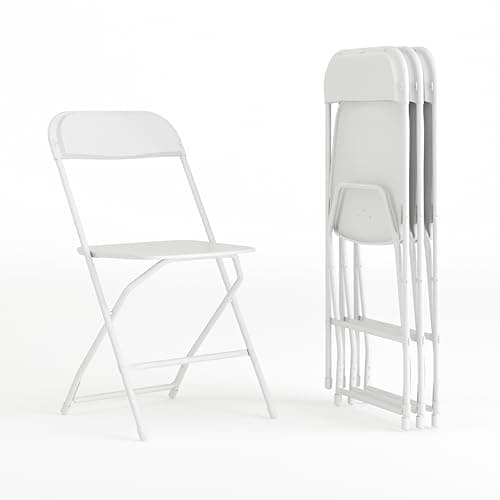 Flash Furniture Hercules Series Plastic Folding Chair - White - 4 Pack 650LB Weight Capacity Comfortable Event Chair-Lightweight Folding Chair