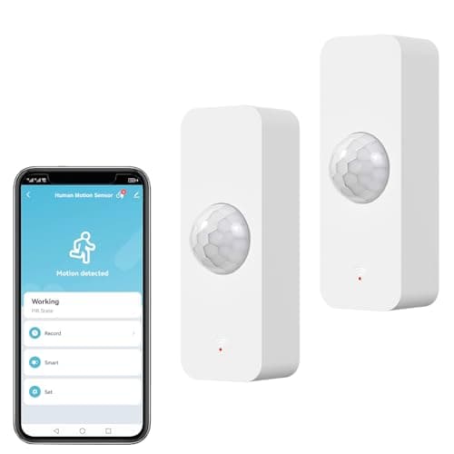 WiFi Motion Sensor, Smart Motion Detector for Home Security, Wireless Motion Sensor App Remote Monitor, Voice Command Compatible with Alexa. 2 Pack