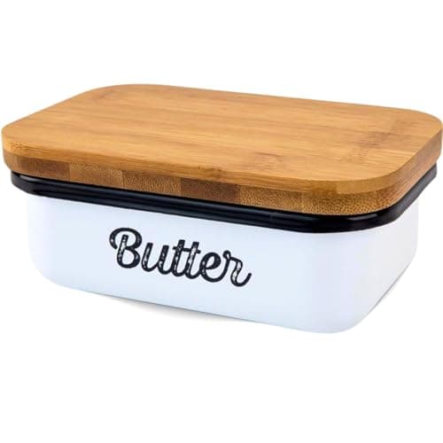 Granrosi Farmhouse Butter Dish with Lid for Countertop — Large Butter Container with Lid & Chopping Board; Fridge & Countertop Use; Kitchen Decor and Accessories