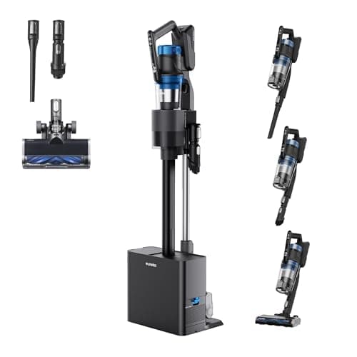 Eureka Stylus Elite NEC490BL Cordless Stick Vacuum, 350W Powerful Suction, Self-Emptying Station, 60-Min Runtime, Anti-Tangle Brushroll, 5-Layer HEPA Filtration, Ideal for Pet Hair&All Floor Types