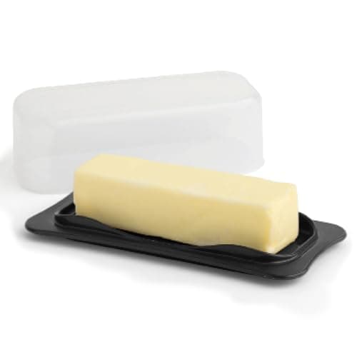 Signoraware Butter Dish with Lid -Butter Keeper Container with Clear Lid for Countertop, Frige- Durable Plastic, Unbreakable Standard Butter Dish Holder For Home, Camping, Multipurpose Bpa Free- Black