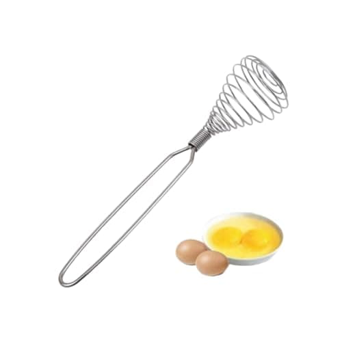 Mini French Spring Whisk, 7.56 Inch Silver Stainless Steel Spring Coil Whisk, Hand Eggbeater Egg Mixer Whisk Blender Stirring Beater