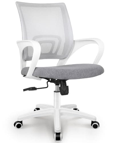 NEO CHAIR Office Desk Computer Chair Ergonomic Mesh Gaming Mid Back Seat with Comfy Lumbar Support Adjustable Height Swivel for Home Task (Grey)