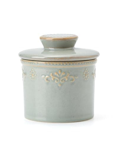 XELA Ceramic Butter Dish - French Butter Crock With Water Line - Keeps Your Butter Fresh and Spreadable - Vintage Turquoise