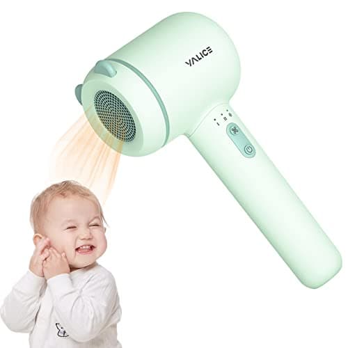 Cordless Kids Hair Dryer for Infant, Low Heat Gentle Air Rechargeable Small Hair Blow Dryer for Baby Butt Skin with 3 Speed Settings, 0-3 Years Using (Green)
