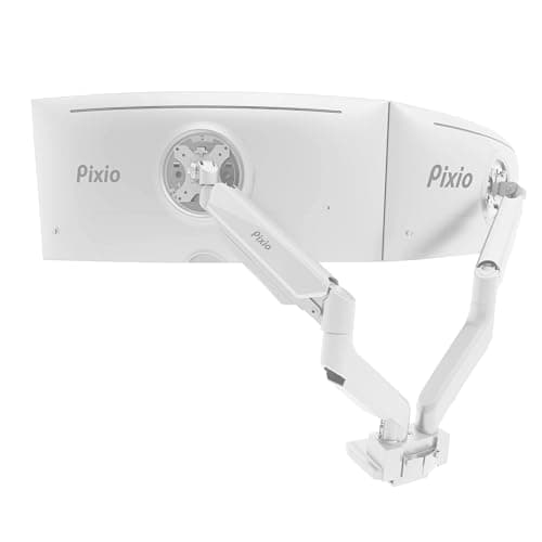 Pixio PS2D White Ultrawide Heavy-Duty Premium Dual Monitor Arm Stand Desk Mount - Fits up to 35 inches Two Monitors, Weights up to 33 lbs Each, Compatible with VESA 75x75mm 100x100mm