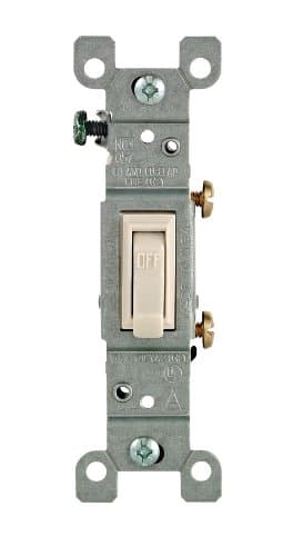 Leviton Framed Grounded Toggle Switch, 120 V, 15 A, 1 P, Light, 1 Count, 1451-2T, Almond