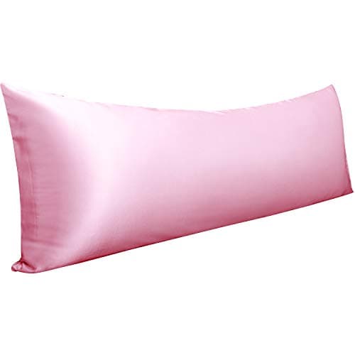 NTBAY Satin Body Pillowcase for Hair and Skin, Luxurious and Silky Pillow case with Envelope Closure, 20x54 Inches, Pink