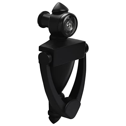 "Nuk3y Door Knocker & Viewer, 9/16 in. Bore, 220-Degree View Angle (5-1/2"" Height, Black)"