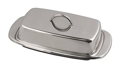 Fox Run Stainless Steel Double Butter Dish With Lid, 2 Butter Stick Capacity