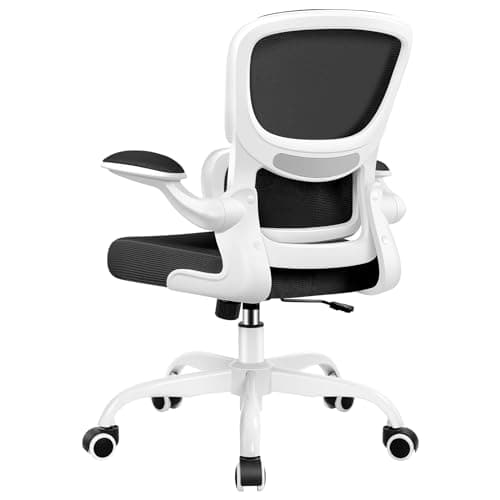 Razzor Office Chair, Ergonomic Desk Chair with Lumbar Support and Adjustable Armrests, Comfy Desk Chair Breathable Mesh Mid Back Computer Chair, Reclining Office Chair for Home Office - White
